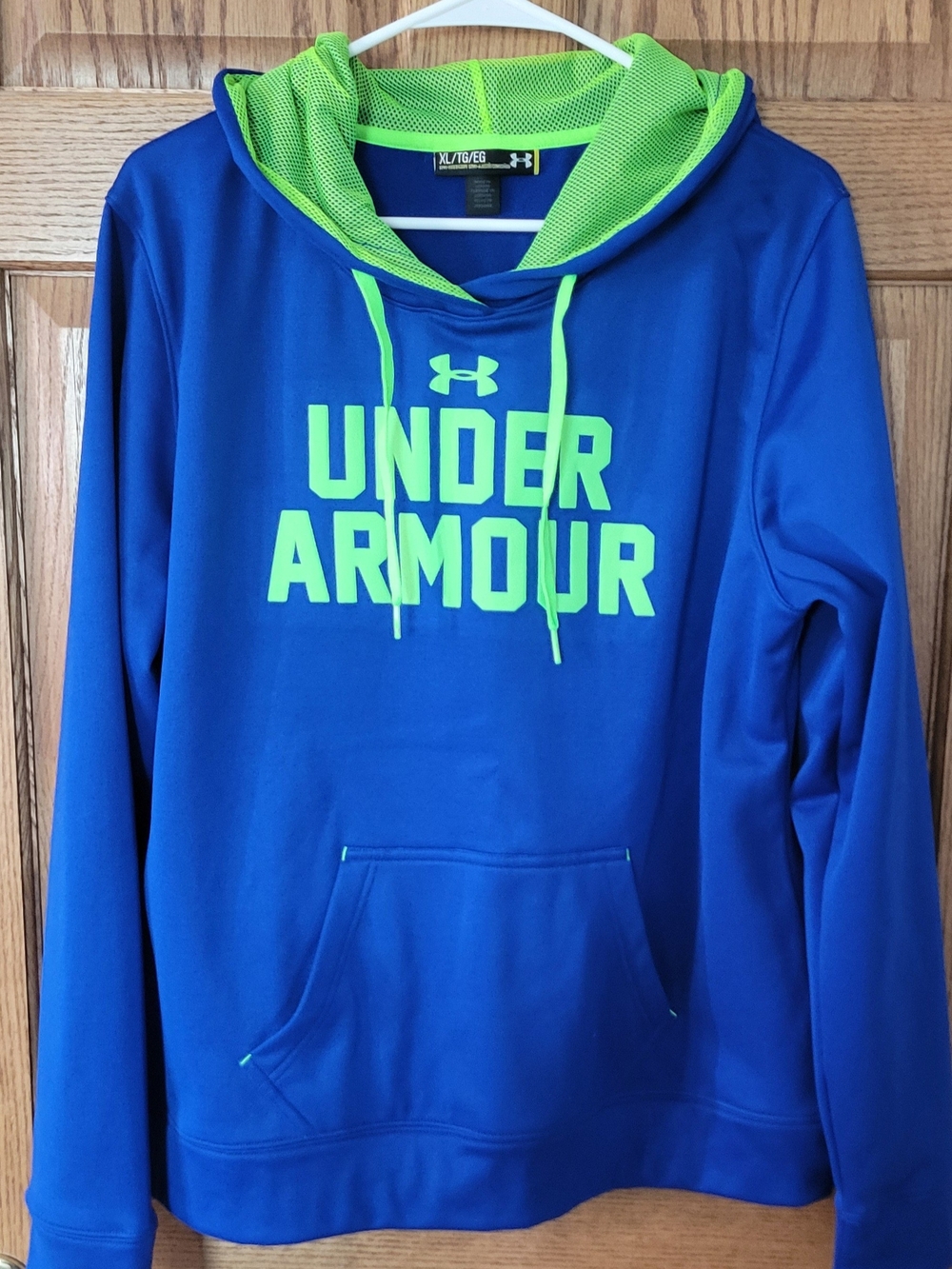 Under Armour Mens' Blue & Neon Green Hoodie
